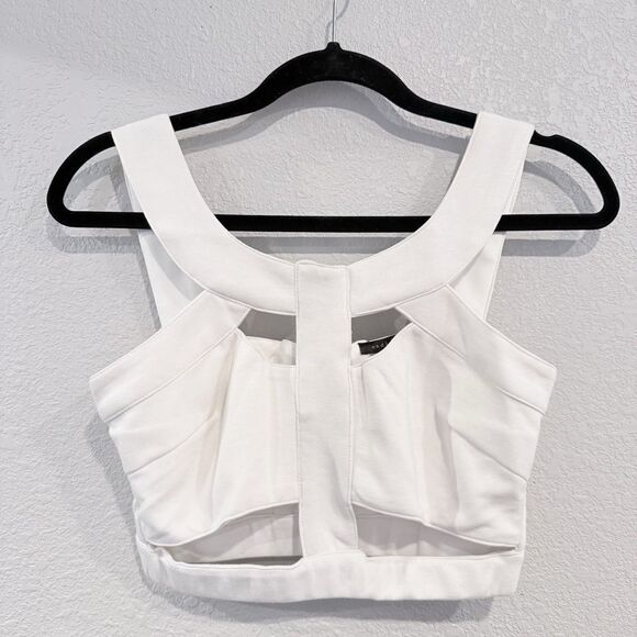Endless Rose White Cropped Cutout Sleeveless Top Corset Bustier Size Small Tank - Picture 1 of 7